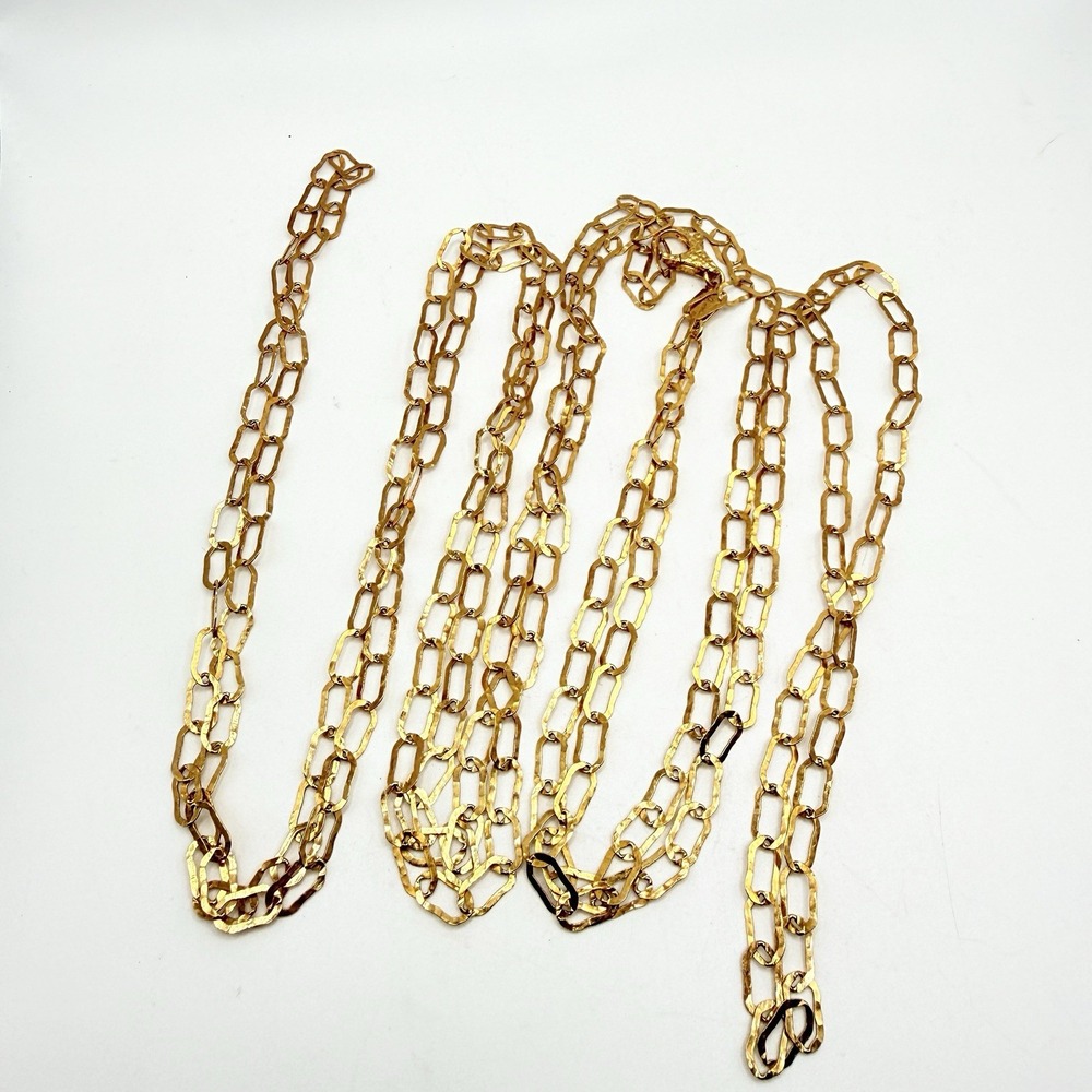 Bronzallure Italy Gold Tone Hammered Extra Long Layerable Chain Necklace 92"